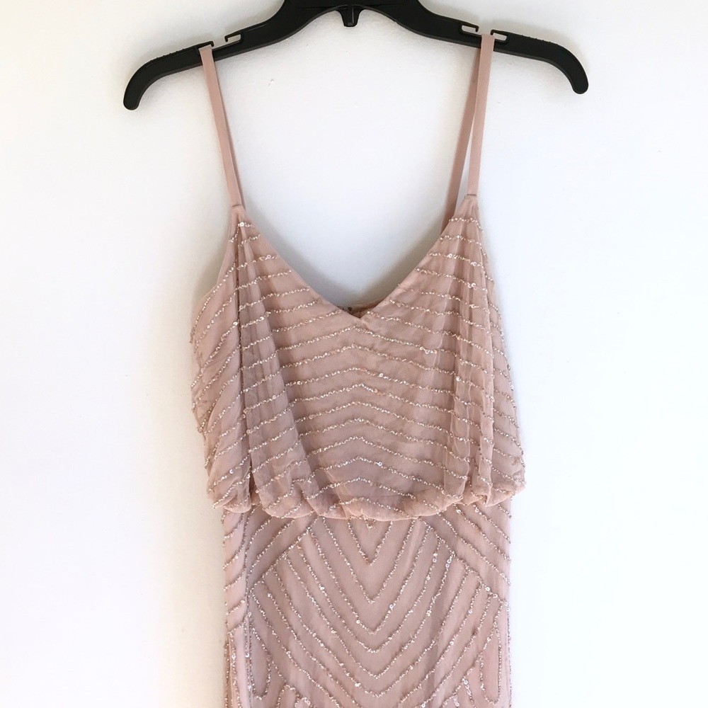 Adrianna Papell blush sequin gown